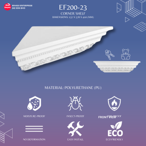 EF200-23 GEORGIAN CORNER SHELF | FLOWER PATTERN WALL SHELF | BOOKSHELF | MATERIAL PU | WHITE