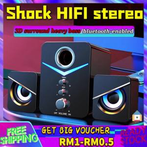 【Malaysia Spot Sale】Berlin Voice computer speakers Laptop desktop home small speaker High quality heavy subwoofer big speaker wired subwoofer Bluetooth 5.0 multimedia speaker system