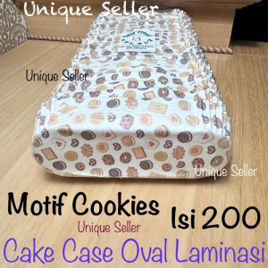 Isi200 Cake Case Oval Laminasi 14x5x2.8 cm COOKIES Anti Minyak Tahan Oven Kertas Alas Kue Roti Sosis