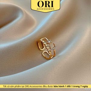 Nhẫn nữ Freesize Mặt trăng đính đá Nerissa thời trang ORI ACCESSORIES N009
