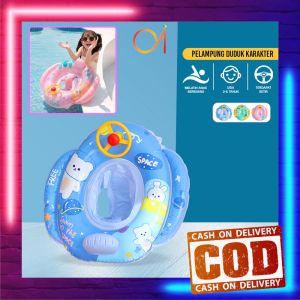 AI-M326 Pelampung Duduk Anak Bayi Balita Ada Pegangan Baby Float / Ban Renang Anak Swim Ring Motif Stir Mobil Ban Renang Bayi Baby Swim Trainer
