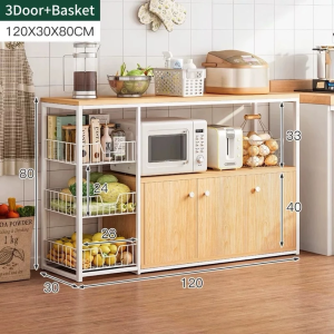 Wood Microwave Oven Rack Kitchen Cabinet Storage Kitchen Organizer 4 Tier Kitchen Storage Cabinet Microwave Rack Multifunction Kitchen Rack