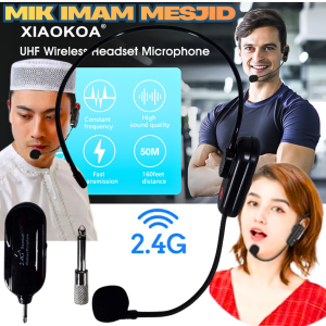 PUSAT XIAOKOA mik mic Microphone wireless untuk mengajar bando imam mesjid headset LCD UHF XK-121