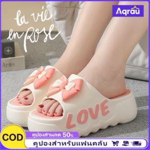 Aqrau 【รุ่นฮิต🔥】แฟชั่นผู้หญิงกลางแจ้งรองเท้าแตะส้นสูงฤดูร้อนหนากันลื่นรองเท้าแตะ ที่บ้าน