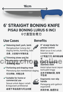Diekensen 6” Straight Boning Knife  Pisau Dapur Tajam Chef Serbaguna | Potong Daging Ikan Sayur Mudah( 201412-6SB)