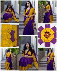 [PRE ORDER - 10 DAYS] Premium Lichi Silk Saree with Exclusive Jacquard Border & Contrast Blouse Piece_6068 ( Normal or Ready to Wear Saree)