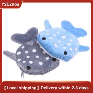 【Y2E2noa】 Cute Cartoon Plush Shark Coin Purse Plush Zipper Animal Wallet Kids Coin Bag