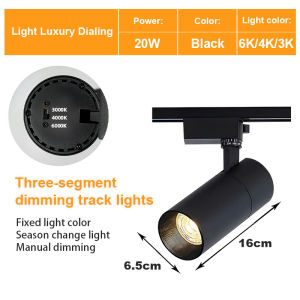 LED Track Light Ceiling Cob Tricolor Spotlight Rail Spot Light 20W 30W Pin Light Display Rack Light