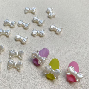 💕 Store opening 💕 20 PCS Bag White Retro French Simple Bowknot Nail Art Accessories Elegant Gentle Bowknot 3D Resin DIY Nail Art Accessories