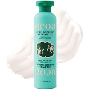 OCOA Beauty Curl Defining Styling Gel with Flaxseed Mango Butter & Hibiscus – Medium Hold for Curly & Wavy Hair – Frizz Control Deep Hydration & Soft Defined Curls with Zero Flaking or Crunch – 8oz