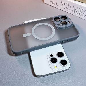 For Magsafe Camera Lens Protection Case for iPhone 15 16 17 Pro Max Magnet Charge Cover Bumper Coque Fundas Matte Shell