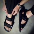 Fashion men and women sandals for  two straps Korean Style summer breathable beach sandal black rubber shoes size 36-45. 