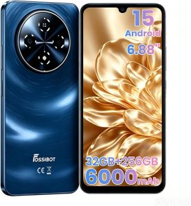 FOSSIBOT S5 Pro Android 15 Cellphone 32GB+256GB/2TB Smartphone 6.88" HD 6000mAh Battery Phone50MP+8MP PhonesGemini Al Cell Phone 2026 Black
