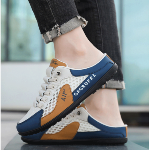 Mens half-slippers breathable mesh material sports sandals beach slippers fashionable and versatile suitable for all occasions a pair of mesh half-slippers