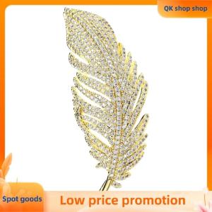 ✨QK shop✨ Luxury Exquisite Full Rhinestone Feather Brooches For Women Girls Elegant Temperament Brooch Fine Jewelry Accessories Gifts