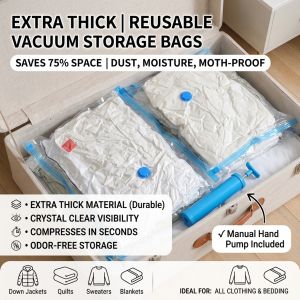 Vacuum Storage Bag Clothes Organizer Bag Reusable Space Saving Large Capacity for Home Bedding and Clothes