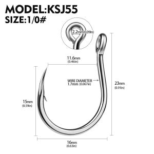 PROBEROS 10ชิ้นตะขอตกปลาแบบอินเนลตะขอเดี่ยวคาร์บอนเหล็กตะขอจิ๊กเบ็ดตกปลา1/0 #2/0 #3/0 #4/0 #5/0 # # KSJ55อุปกรณ์ตกปลาน้ำเค็มเบ็ดตกปลาปลาคาร์พ