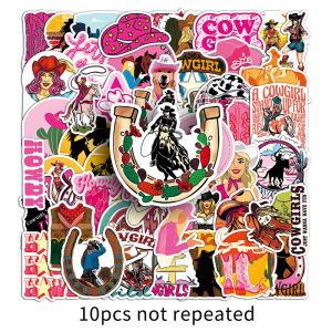 50PCS Funny Cartoon American Cowgirl Waterproof Sticker For DIY Cell Phone Laptop Notebook Guitar Bicycle Car Helmet Decoration Decal
