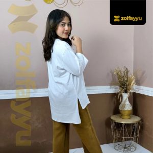 Zolfayyu | Kaos Jumbo Tangan Panjang Wanita Semi Tunik Katun Combed 24s