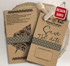 Undangan Pernikahan & Khitanan Motif Etnik dengan Plastik & Label Nama - Warna Coklat