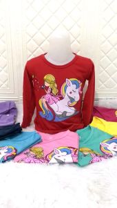 KAOS ANAK PEREMPUAN UNICORN GIRL LENGAN PANJANG USIA 1-12 TAHUN // BAJU ANAK CEWEK