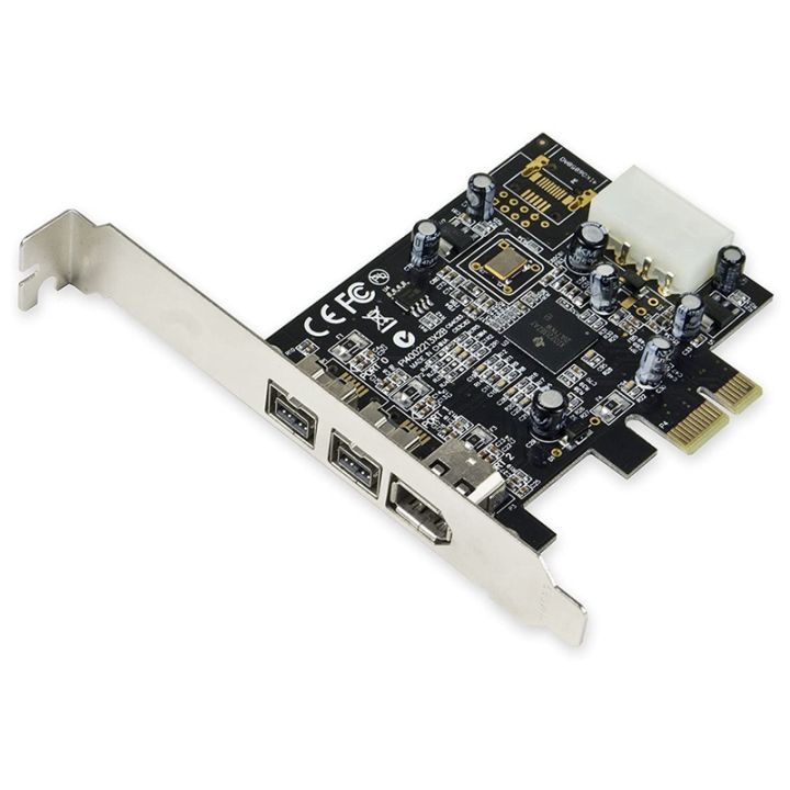 PEX30016 3 Port IEEE 1394 Firewire 1394B & 1394A PCIe 1.1 X1 Card TI