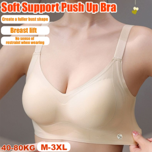 Women's Thin Push-Up Bra for Big Breasts: Gathered Seamless Adjusting Underwear