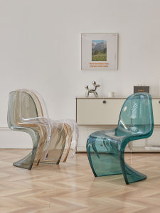 Acrylic plastic dining chair transparent PC stool home small apartment backrest seat 透明PC凳子