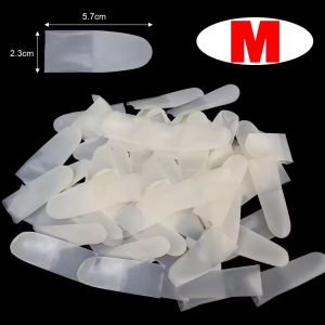 ปลอกนิ้วมือใช้แล้วทิ้งทำจากฟรอสติ้งใส100ชิ้นฝาครอบน้ำยางกันฝุ่นกันลื่นที่ป้องกันปลายนิ้วในที่ทำงานป้องกันไฟฟ้าสถิตย์