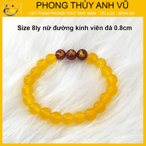 Vòng tay phong thủy mệnh kim tam hợp dần ngọ tuất - chất liệu mã não vàng tự nhiên - có khai quang điểm nhãn may mắn tài lộc - size 8 10ly cho nữ - PHONG THỦY ANH VŨ