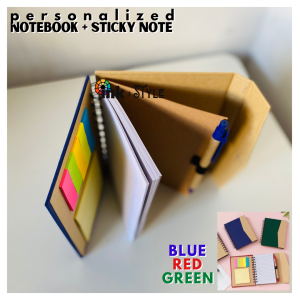 Ink And Style PH -  Personalized Notebook Sticky Notes and Pen - FREE NAME - blue red and green