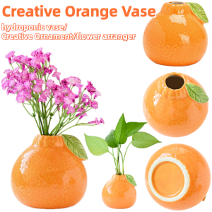 Ceramic Vase Simple Orange Vase Vase Ornament Hydroponic Plant Vase Creative Handicrafts Desktop Decoration Flower Arranger Office Desk Decoration