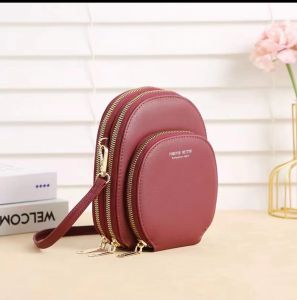 TB BAG #1823 FASHION LEATHER 3ZIPPER SHOULDER BAG CELL PHONE PURSE AND CARD HOLDER FOR WOMEN