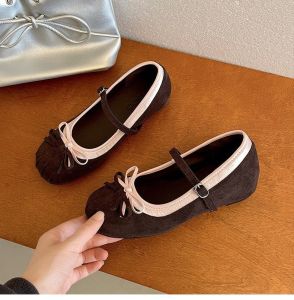 2026 New Thick-Heeled Shallow-Heel Ballet Shoes With Sweet Bowknot Elegant Retro WomenS Shoes