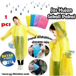 WArna Acak - iCantiq 1 PCS Jas Hujan Plastik Sekali Pakai Disposable Raincoat Jas Hujan Darurat Jas Hujan Transparan Jaket Hujan Perlengkapan Hujan Jas Hujan Pria Wanita Jas Hujan Murah