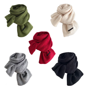 Classical Checkered Knitted Scarf for Men and Women Warm Neck Scarf Solid Color Neckwear for Winter Everyday Wear