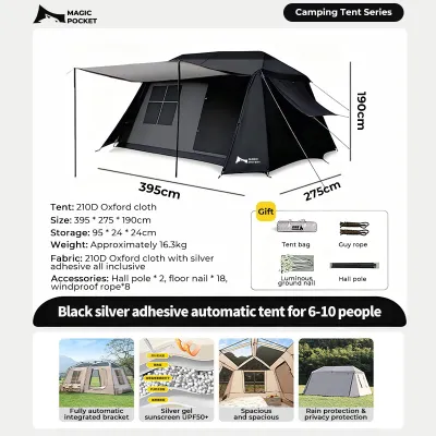 Magic pocket khemah Family Camping Village 13 AutomaticTent Perkhemahan for 6-10 Person Waterproof Outdoor Tent