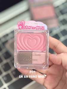 Phấn má hồng Canmake Powder Cheeks nhũ trái tim kèm cọ - Nội địa Nhật