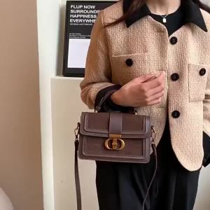 New Womens Trendy Elegant Square Top Handle PU Leather Boston Crossbody Bag