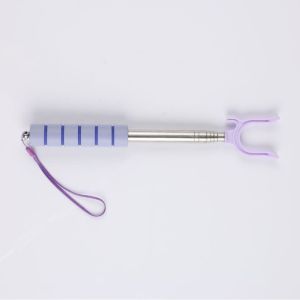 CHUN053634 Stainless Steel Clothes Pole Portable Multi-Color Laundry Reach Stick Adjustable with Anti-Slip Handle Clothes Hanging Rod Balcony