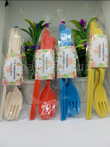 Souvenir pernikahan sumpit sendok garpu isi 50 pcs+ kartu ucapan