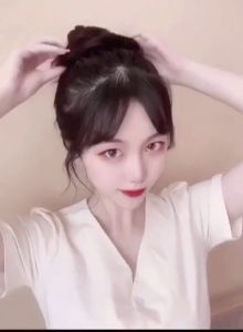 Real hair material bun elastic hair extension