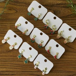 STKE 2 pcs Christmas Elk Cute Christmas Earrings Christmas Tree Cartoon Xmas Dangle Eardrop Trendy Shiny Santa Claus Earrings Jewelry