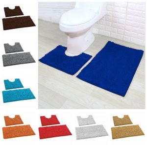 FWFHTP 2pcs Home Decor Washable Anti Slip Bath Mats Bathroom Mat Set Pedestal Rug Chenille