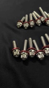 COMBO ỐC INOX SALAYA GẮN LỐC MÁY TẤT CẢ XE THÔNG DỤNG KÈM LÔNG ĐỀN ĐỎ