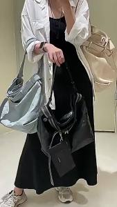 Arrowhead Mother-and-Child Travel Tote Bag Small and Medium Size Single Shoulder Crossbody Versatile Fashion Commuting Pleated Bag Genuine Leather Soft Bag for Women