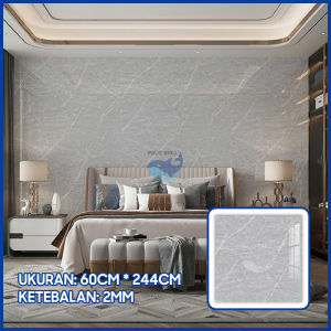 Paus Biru - Wallpaper Dinding Motif Vinyl Marble Foam Roll Sticker Kamar Dekorasi PET 120 x 244cm
