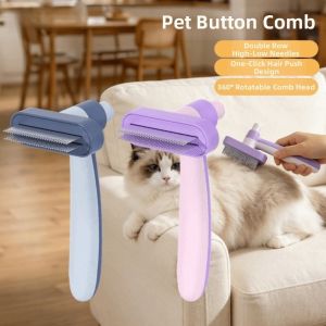 NHIH Double Row Pet Hair Removal Comb Rotatable Round Steel Pins Dog Hair Remover Universal Waterproof Pet Shedding Tool For Dogs