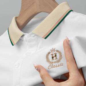 Summer short sleeved T-shirt for men  loose collar embroidered polo shirt  half sleeved top  mens plus size T-shirt