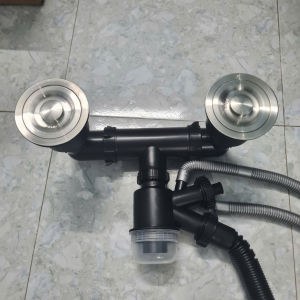 Bộ xi phông chậu rửa bát bầu to 140mm có điều chỉnh khoảng cách giữa 2 bầucó ngăn mùi thoát tràn